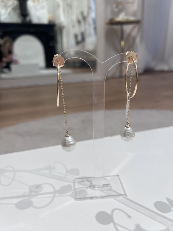 Boucles d’oreilles pendantes Or et perles