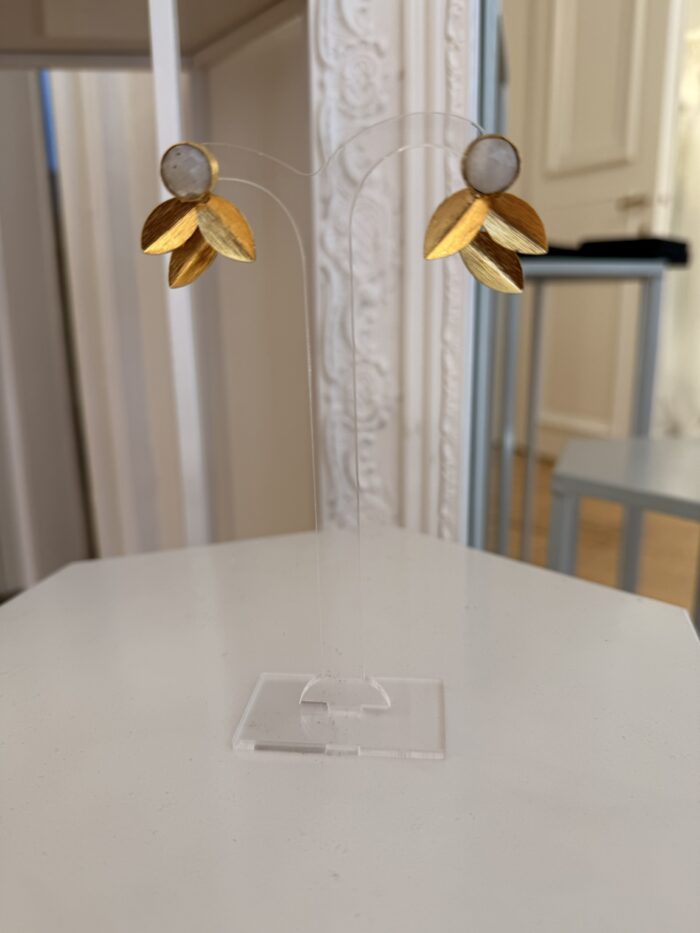 Boucles d’oreilles Pétales et Pierre de Lune – Image 4