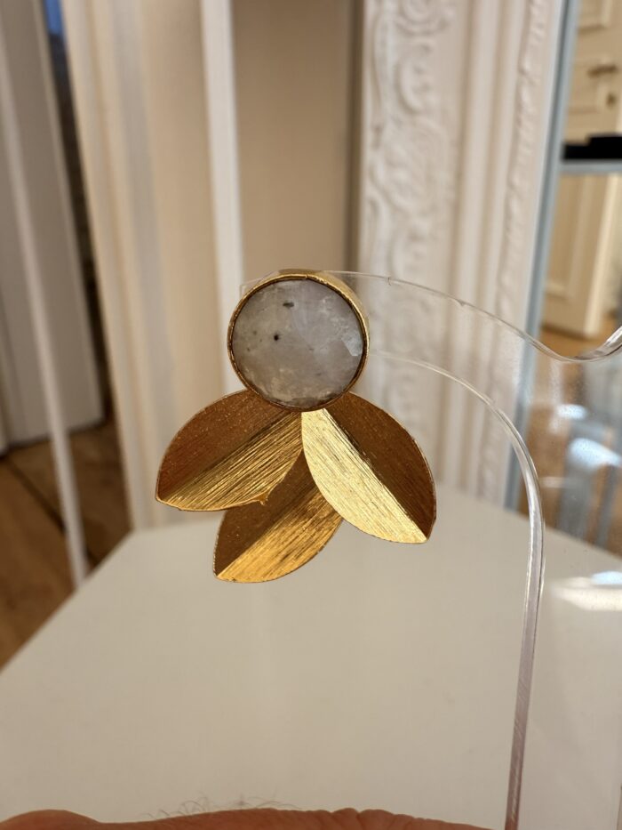 Boucles d’oreilles Pétales et Pierre de Lune – Image 2