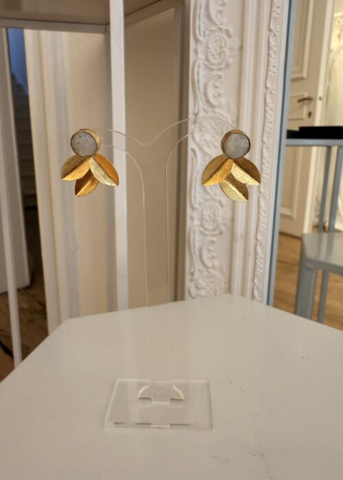 Boucles d’oreilles Pétales et Pierre de Lune