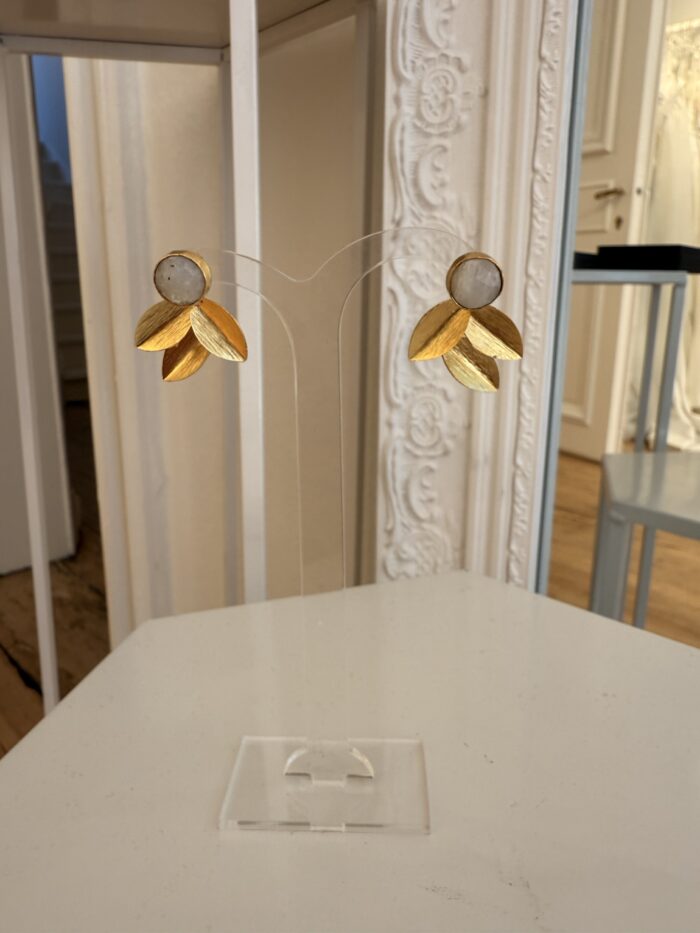 Boucles d’oreilles Pétales et Pierre de Lune